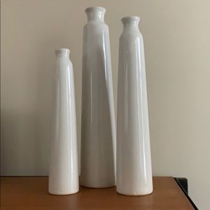 3pc Vases stoneware, White